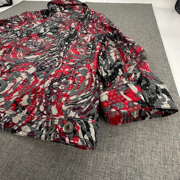 Hearts of Palm Woman Jacket Plus 18W Shiny Retro Stretch Collared Buttons - Picture 13 of 15